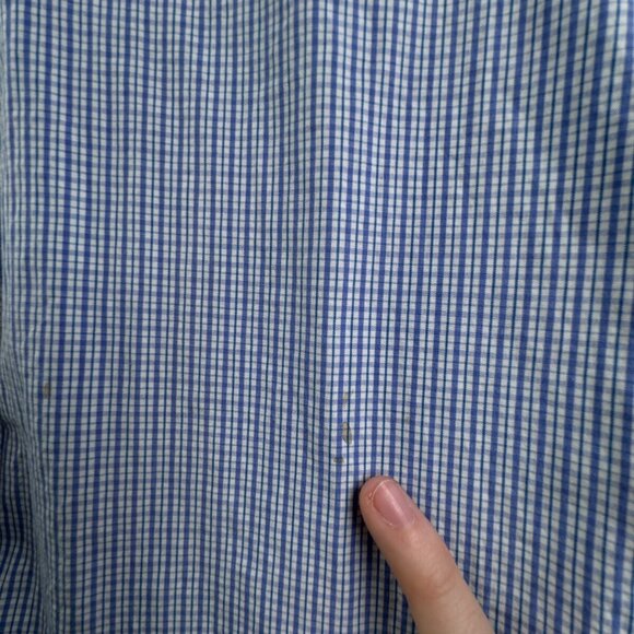 Gitman Bros 15 34 USA Button Up Shirt Blue Check Long Sleeve Men Woven Adult ** - Picture 15 of 16